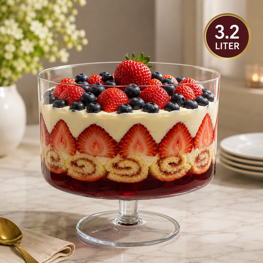 Glass Trifle Dessert Bowl with Pedestal Base