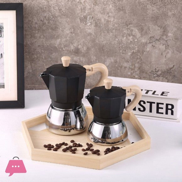 Black Steel Moka Pot Coffee Maker