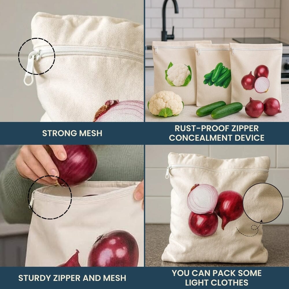 Cotton Vegetable Storage Bags | Reusable Fridge Organizer