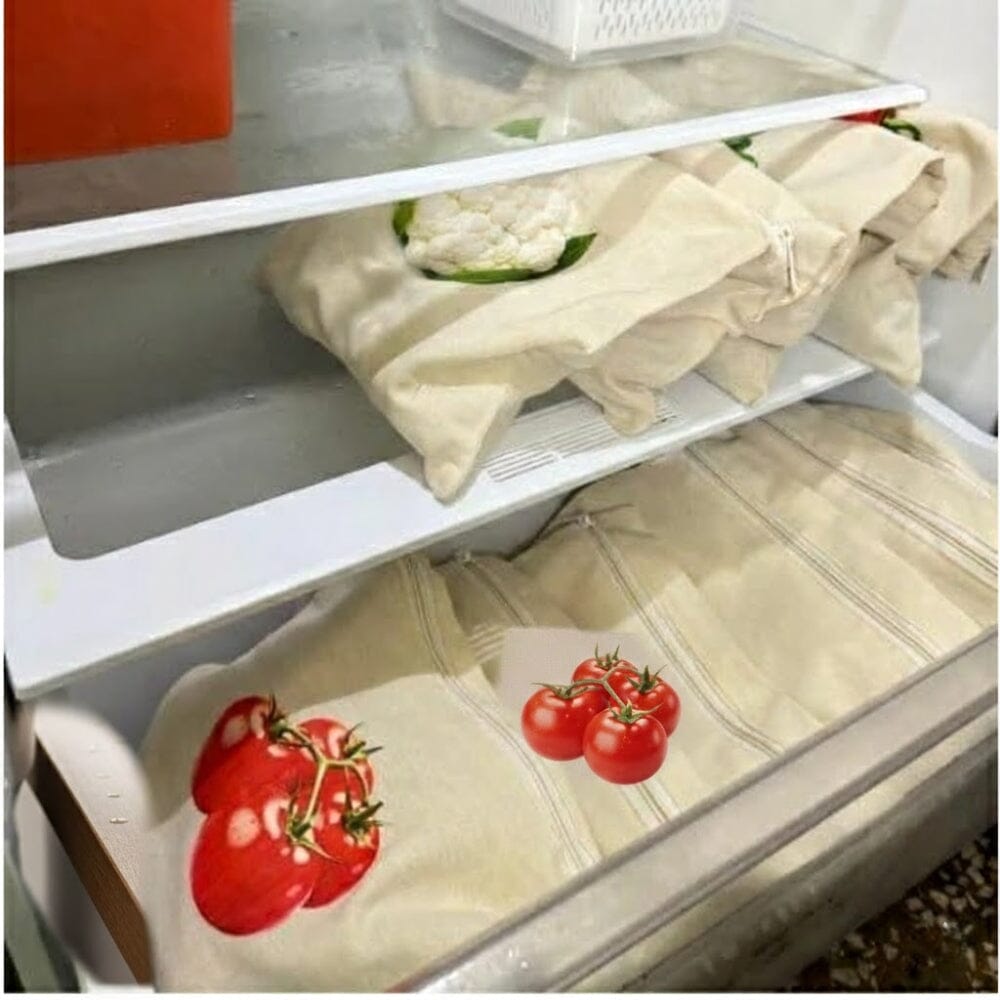Cotton Vegetable Storage Bags | Reusable Fridge Organizer