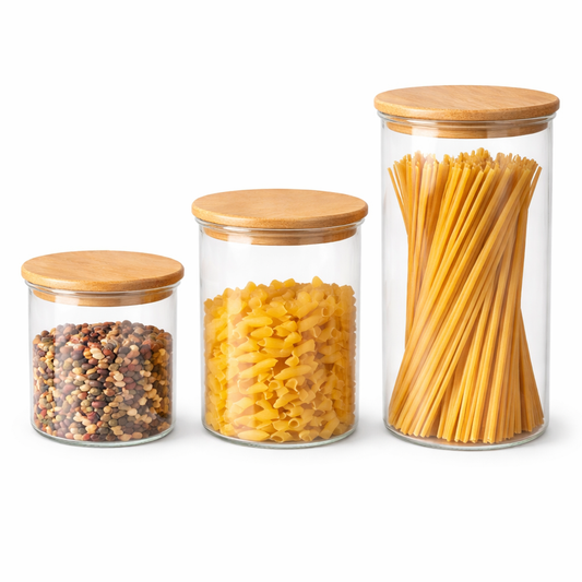 Clear Glass Storage Jar with Wooden Lid - MYK DEALS