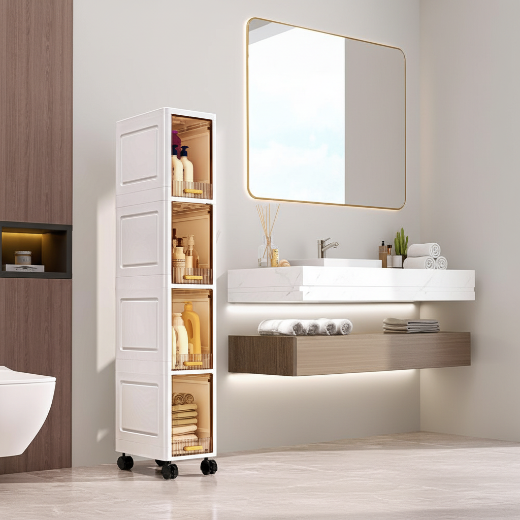 Flip-Top Storage Cabinet, Storage Unit, Multi-Layer Shelving, Large Capacity for Home Use, Suitable for Kitchen, Living Room, Bedroom And Bathroom