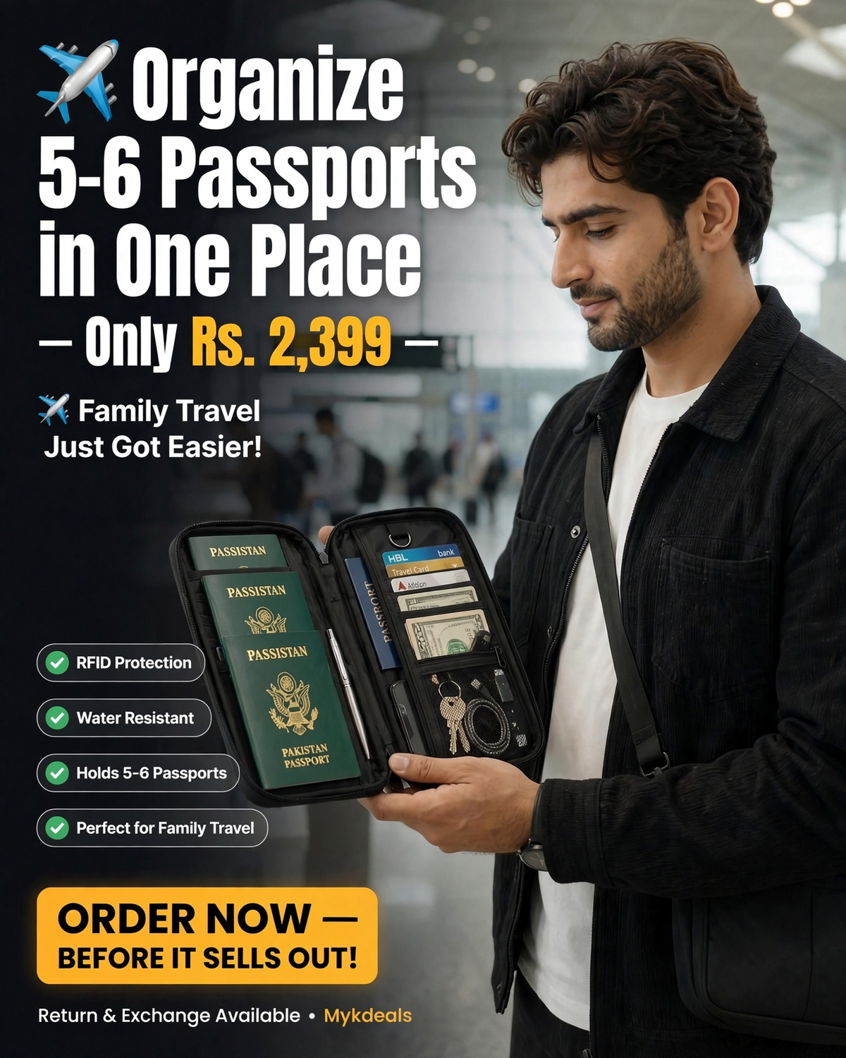 Waterproof Family Passport Holder Travel Wallet – Multi-Passport & Document Organizer (ON WEEKEND SALE)