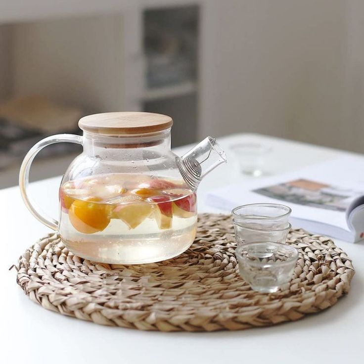 Borosilicate Glass Kettle With Wooden Lid 1000ml