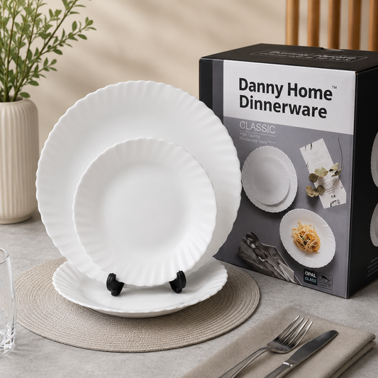 Danny Home Classic White 18-Piece Ceramic Dinner Set