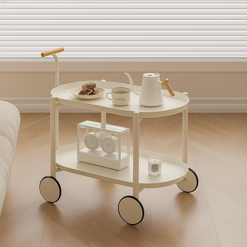 2 Tier Utility Storage Coffee & Tea Serving Trolley