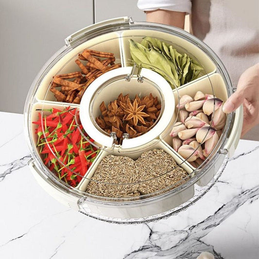 Premium Portable Rotating Snack Tray with Lid – 360° Spinning Serving Organizer | Adornia.pk