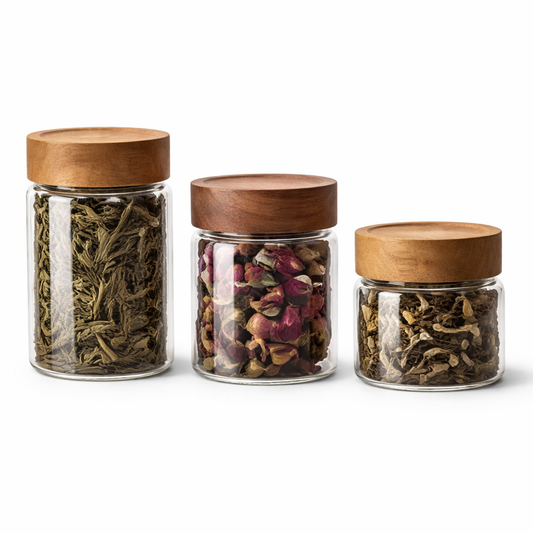Minimalist Glass Storage Jars with Wooden Lids - MYK DEALS