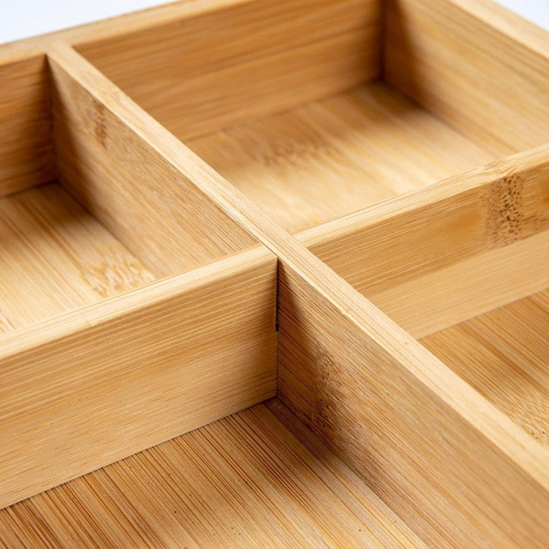 Generic Elegant Wooden Serving Tray with Protective Lid for Snacks and Sweets, 4 Grids