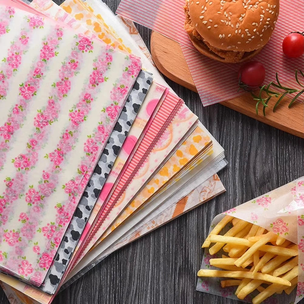 Food Grade Wax Paper Sheets – 50 Pcs Grease-Proof Food Wrapping Paper