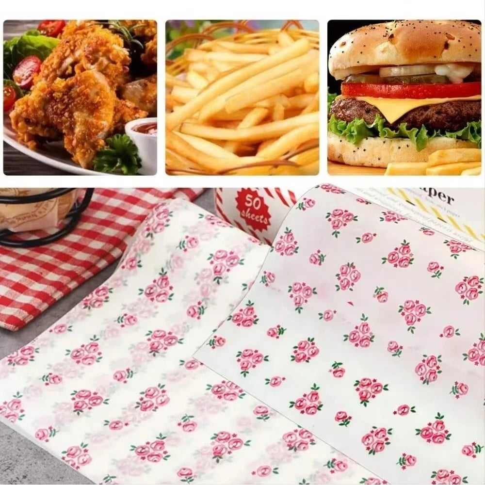 Food Grade Wax Paper Sheets – 50 Pcs Grease-Proof Food Wrapping Paper