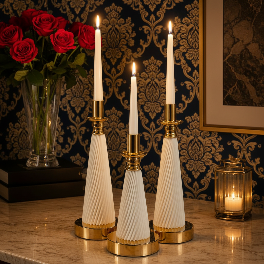 Luxury Fluted Decorative Candles (3Pcs Set)
