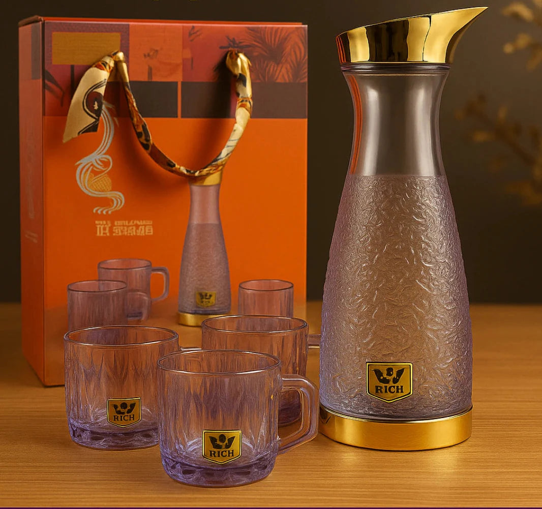 Turkish Luxurious Dining Table Eagle Logo Jug And Glasses Set With Gift Box Packing