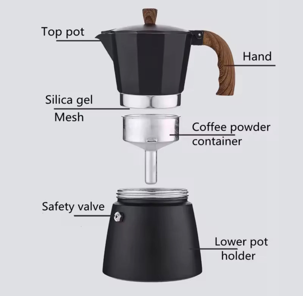 Manual Espresso Coffee Maker With Wooden Handle
