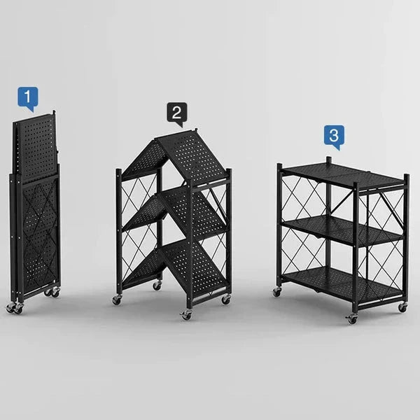 Foldable Kitchen Trolley - White