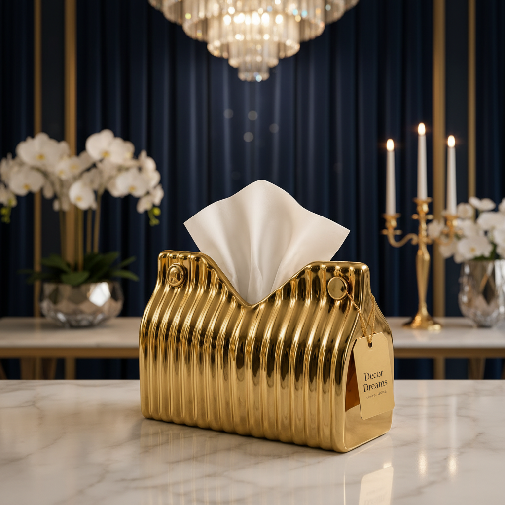 luxury Scalloped Ceramic Tissue Box Holder
