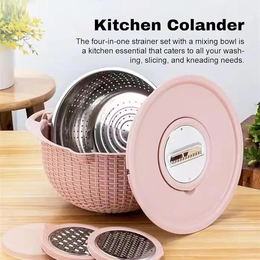 Multifunctional Stainless Steel Stainer & Drain Basket Bowl Set
