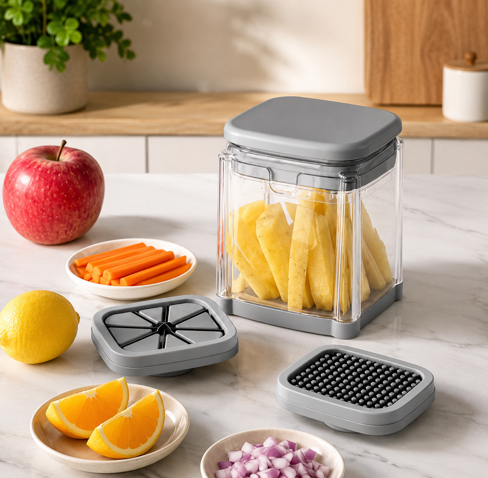 Manual Press Vegetables Cutter With Storage Box