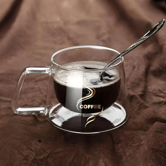 Double-Walled Glass Coffee Mugs – 200ml Heat-Resistant Espresso Cups for Hot & Cold Drinks | Adornia.pk