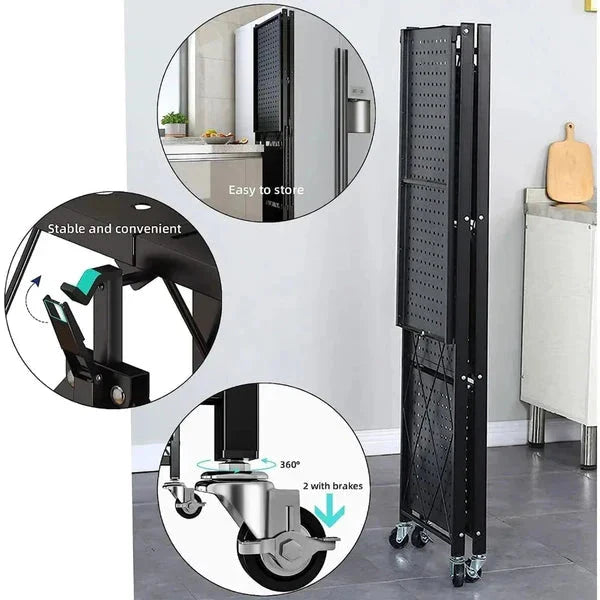 Foldable Kitchen Trolley - White