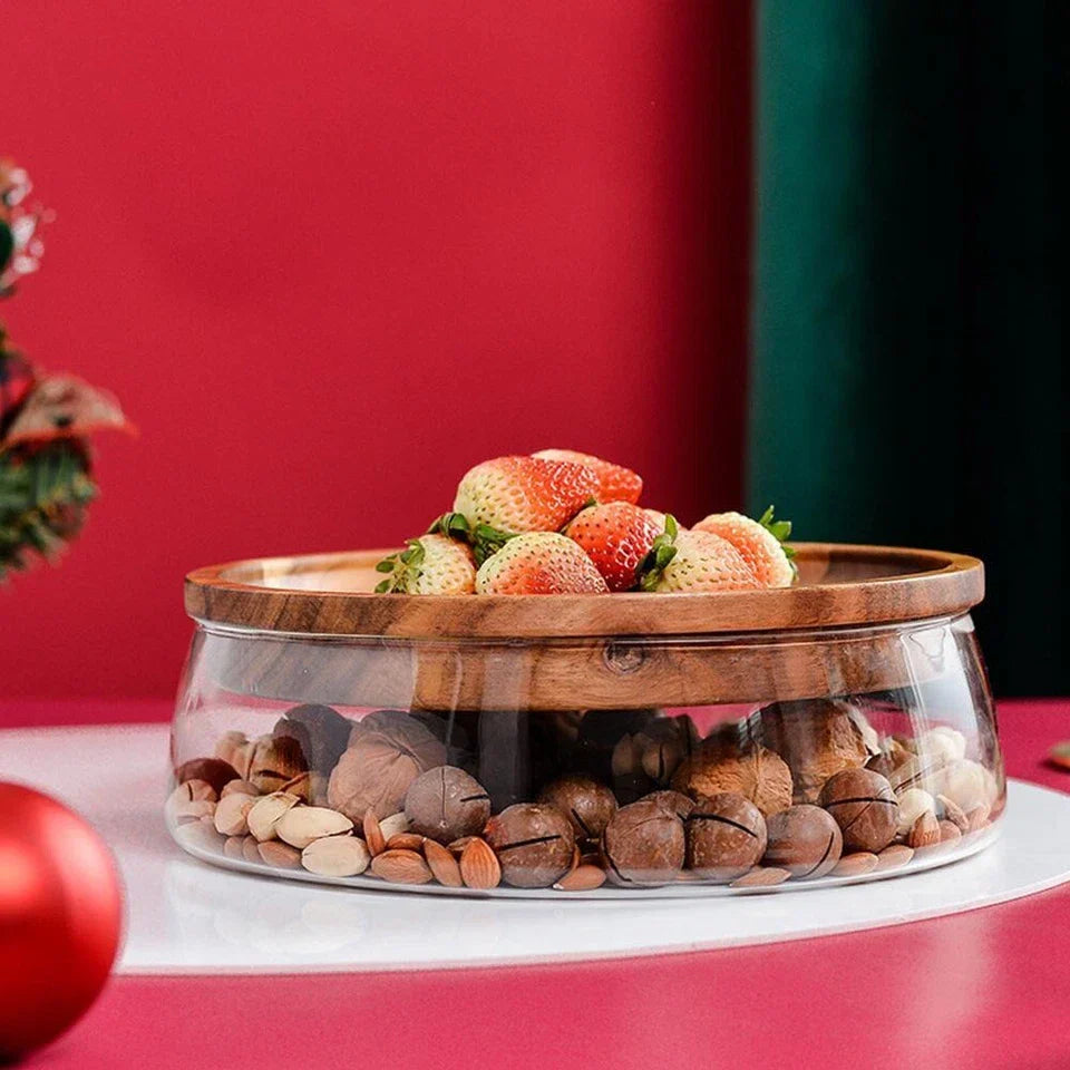 Transparent Glass Storage Canister With Wooden Lid