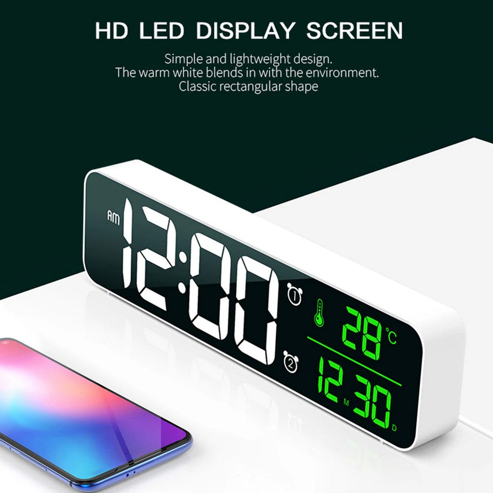 Adornia Digital LED Alarm Clock – Wall & Desk Clock with Temperature Display