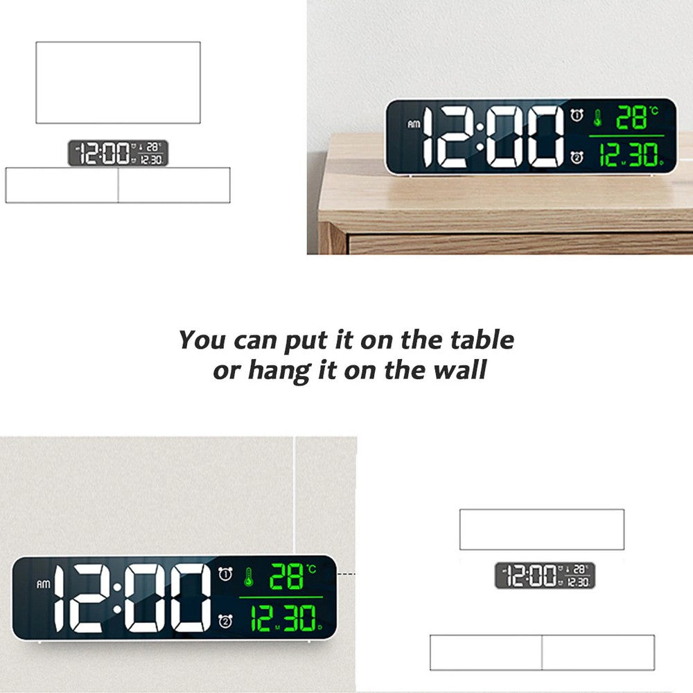 Adornia Digital LED Alarm Clock – Wall & Desk Clock with Temperature Display