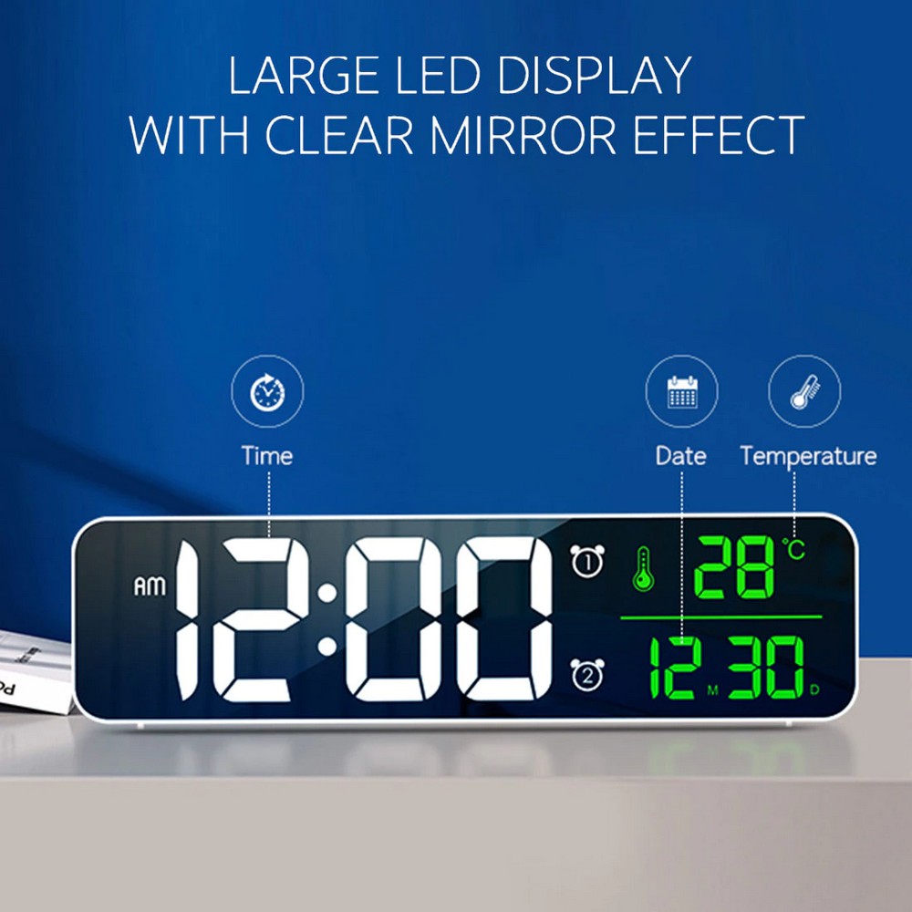 Adornia Digital LED Alarm Clock – Wall & Desk Clock with Temperature Display